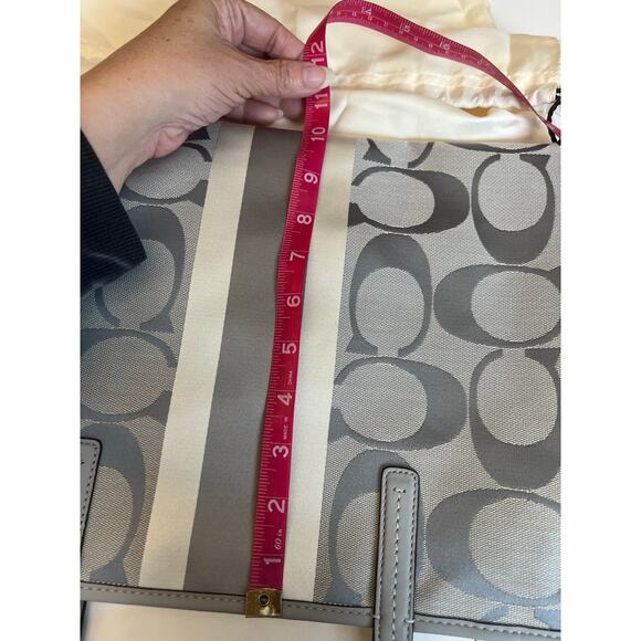 NWOT Coach Signature Stripe Tote Shoulder Bag – Gray Jacquard with Leather Trim - Picture 13 of 13